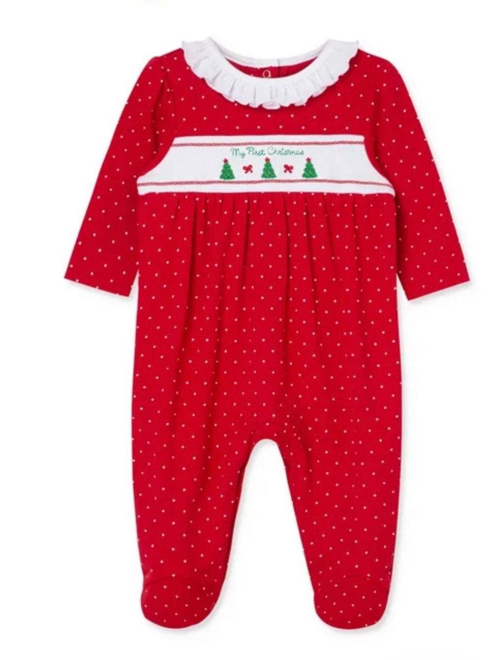 Little Me Baby “My First Christmas” Smocked footie pajamas (6 months)
